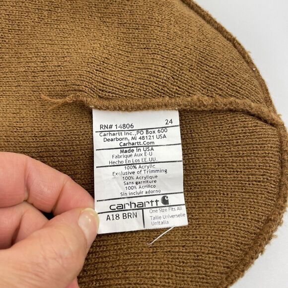 Lot of 2 Vintage Carhartt Beanie Hat Watch Cap Brown Green Knit USA Acrylic A18 - Picture 10 of 10